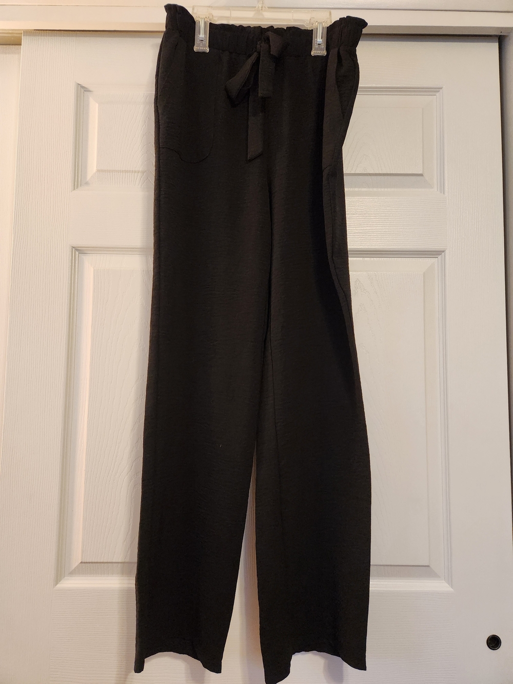 89th & Madison Black Paperbag Waist Wide-Leg Pants